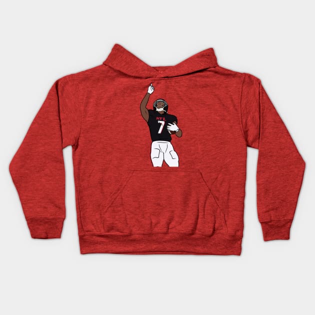 Bijan Robinson Pointing Up Kids Hoodie by rattraptees